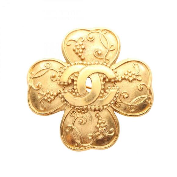 CHANEL Gold Logo Brooch - Picture 1 of 4